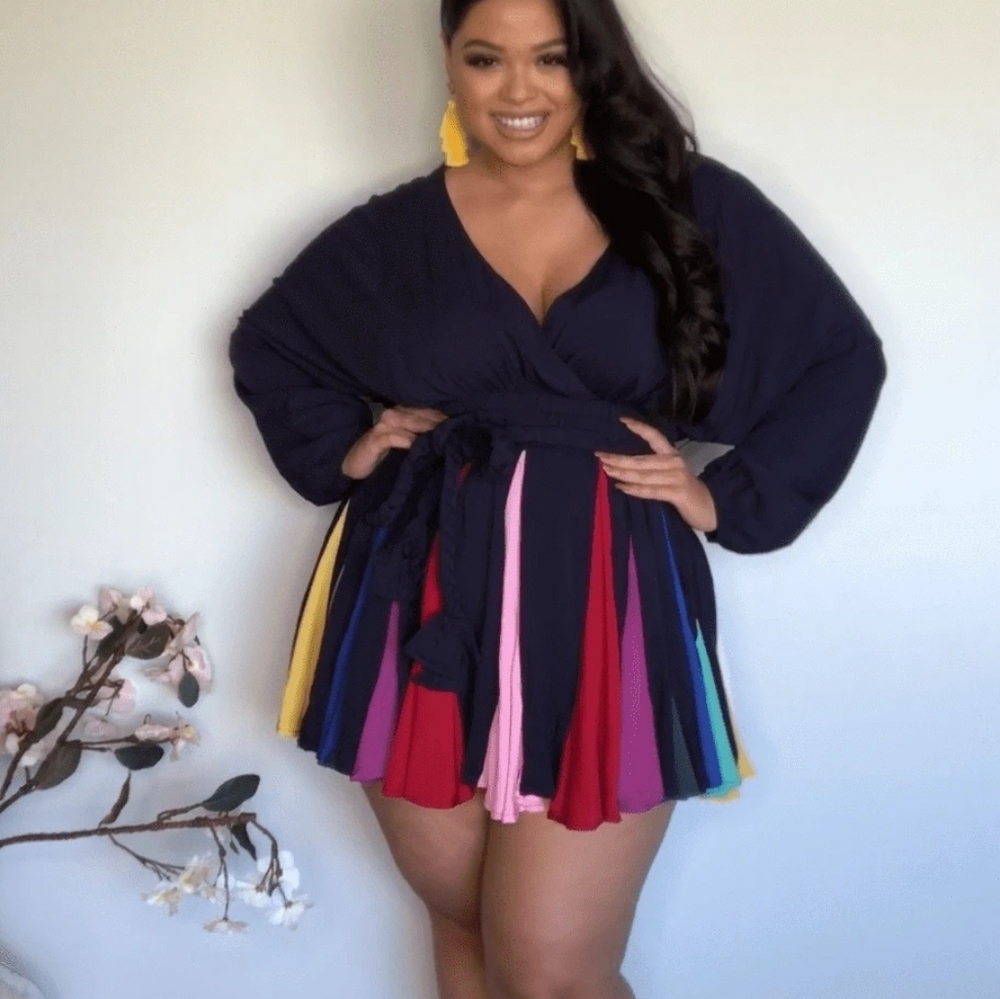 NWT Plus Size Rainbow Pleat Little Navy Dress Sz 3X